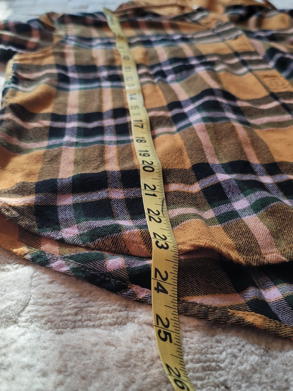 Plaid Flannel Hoodie Mustard Black 90s Grunge Streetwear Women's Size XL - Picture 7 of 9